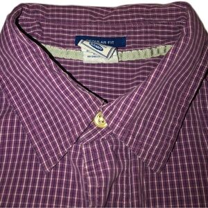 OLD NAVY Mens Medium Dark Purple Plaid Regular Fit Long Sleeve Button Up Shirt
